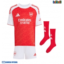 Camisa de Futebol Arsenal Gabriel Jesus #9 Equipamento Principal Infantil 2025-26 Manga Curta (+ Calças curtas)